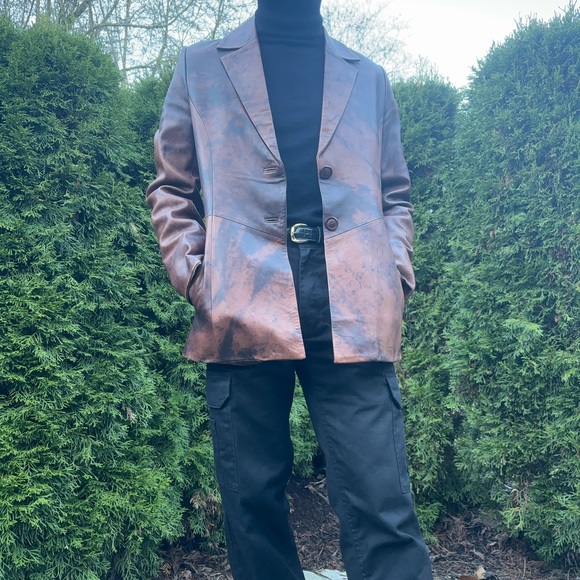 Brown blazer style leather jacket - Picture 7 of 7